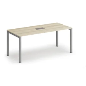 Značkový Jednací stůl PRIMO SQUARE, 180x80 cm, dub přírodní + stolní zásuvka TYP I, stříbrná