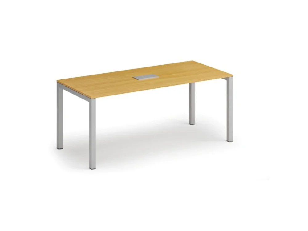 Cenově Výhodný Jednací stůl PRIMO SQUARE, 180x80 cm, buk + stolní zásuvka TYP I, stříbrná