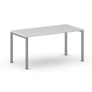 Zlevněný Jednací kancelářský stůl PRIMO SQUARE, 160x80 cm, šedostříbrná podnož, bílá