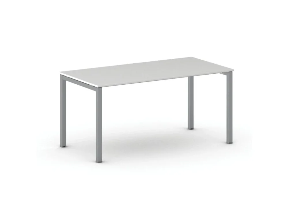 Zlevněný Jednací kancelářský stůl PRIMO SQUARE, 160x80 cm, šedostříbrná podnož, bílá