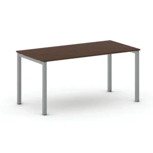 Zlevněný Jednací kancelářský stůl PRIMO SQUARE, 160x80 cm, šedostříbrná podnož, ořech