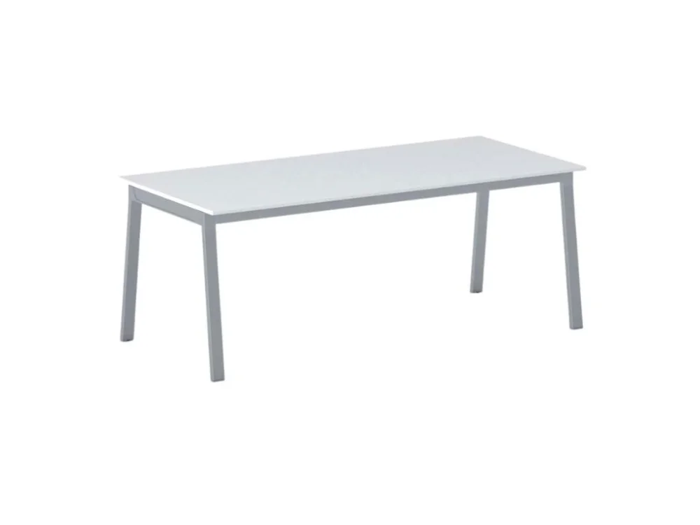 Jednací kancelářský stůl PRIMO BASIC, 200x90 cm, šedostříbrná podnož, bílá Zlevněný