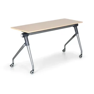 Zlevněný Skládací jednací stůl se sklopnou deskou TRAINING PLUS, 145x45 cm, bříza