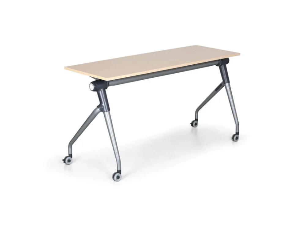 Zlevněný Skládací jednací stůl se sklopnou deskou TRAINING PLUS, 145x45 cm, bříza
