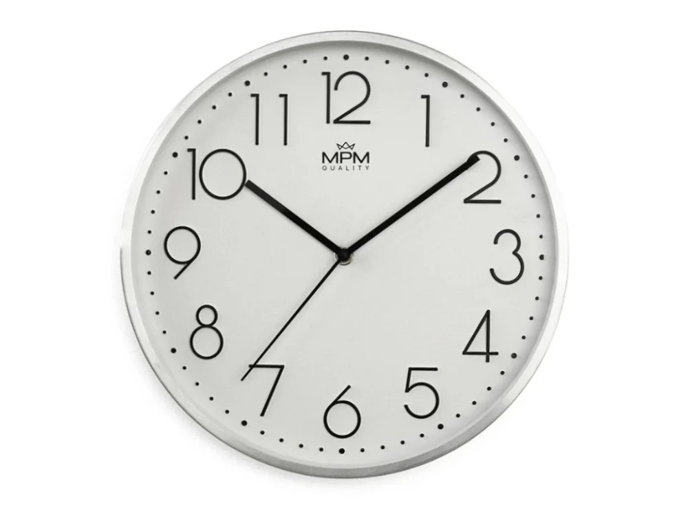 Kovové hodiny bílé MPM Metallic Elegance ? 300 x 40 mm Výhodná Nabídka