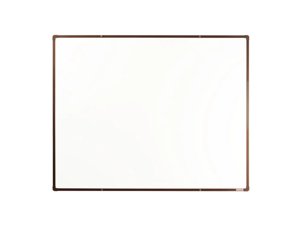 Bílá magnetická popisovací tabule s keramickým povrchem boardOK, 1500 x 1200 mm, hnědý rám Časově Omezené