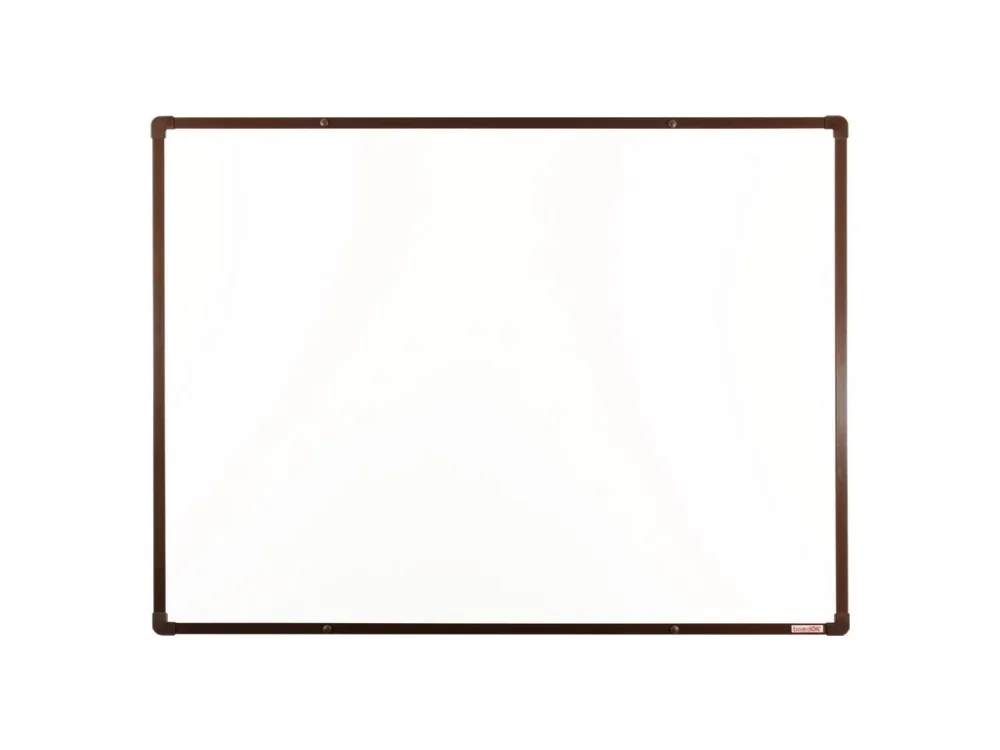 Sleva Bílá magnetická popisovací tabule s keramickým povrchem boardOK, 1200 x 900 mm, hnědý rám