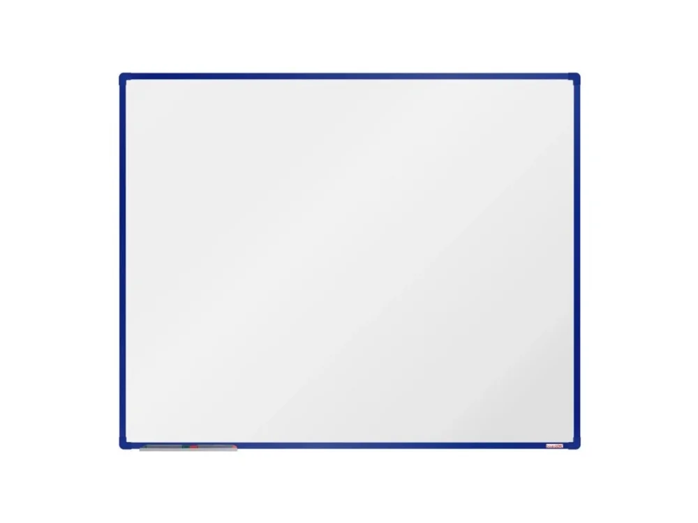 Bílá magnetická popisovací tabule boardOK, 1500 x 1200 mm, modrý rám Must-Have