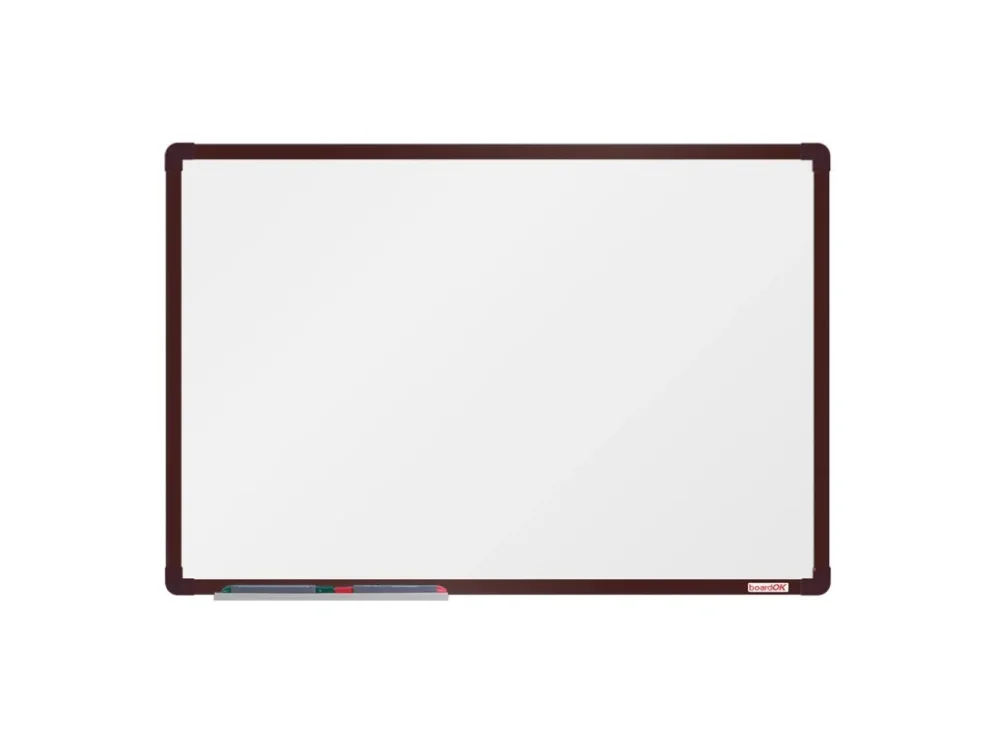 Bílá magnetická popisovací tabule boardOK, 600 x 900 mm, hnědý rám Časově Omezené