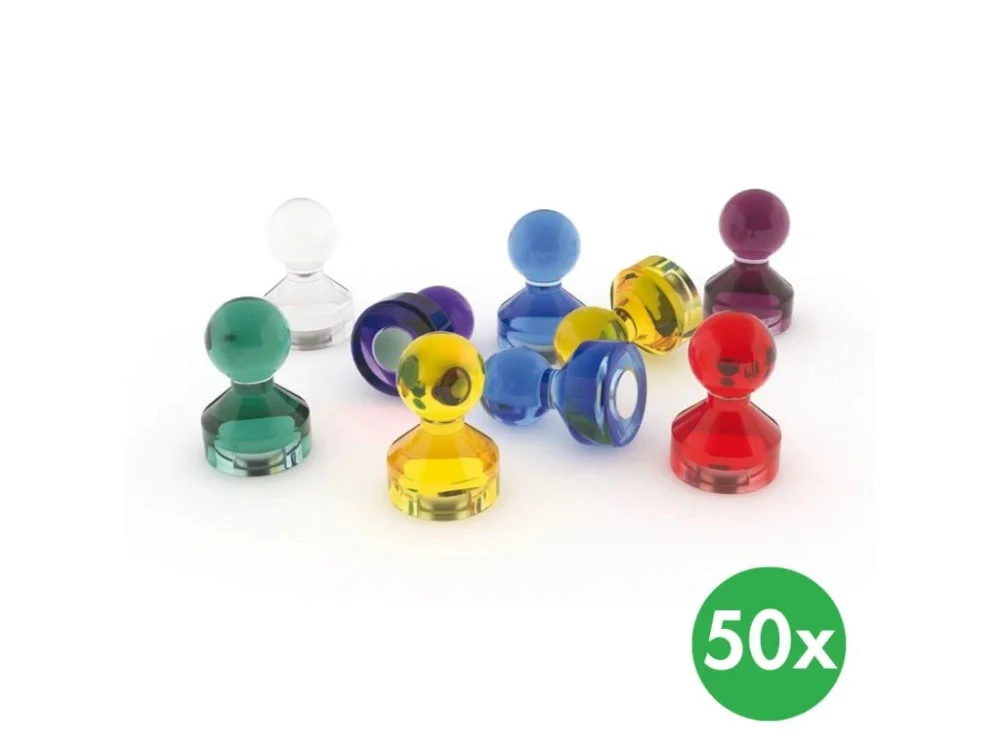 Zlevněný Sada magnetů pro popisovací tabule, průměr 11 mm, krystal - mix barev, 50 ks