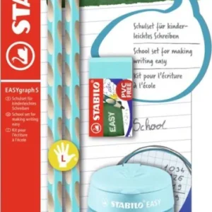Vysoce Kvalitní Školní set STABILO EASYgraph S pro leváky modrý s gumou a ořezávátkem