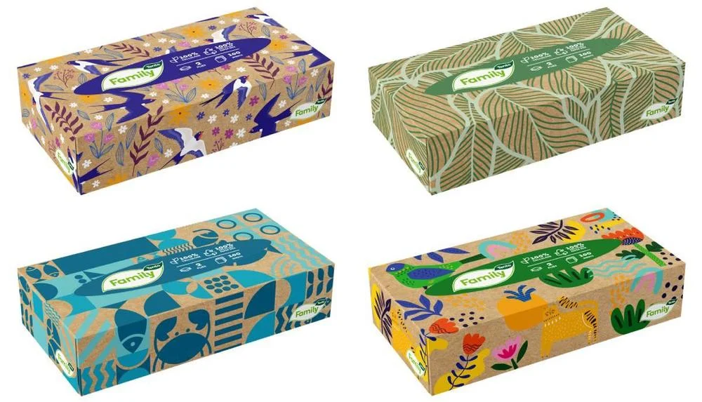 Tento kapesníčky papírové 2-vrstvé Family box 100 ks Hit Sezóny