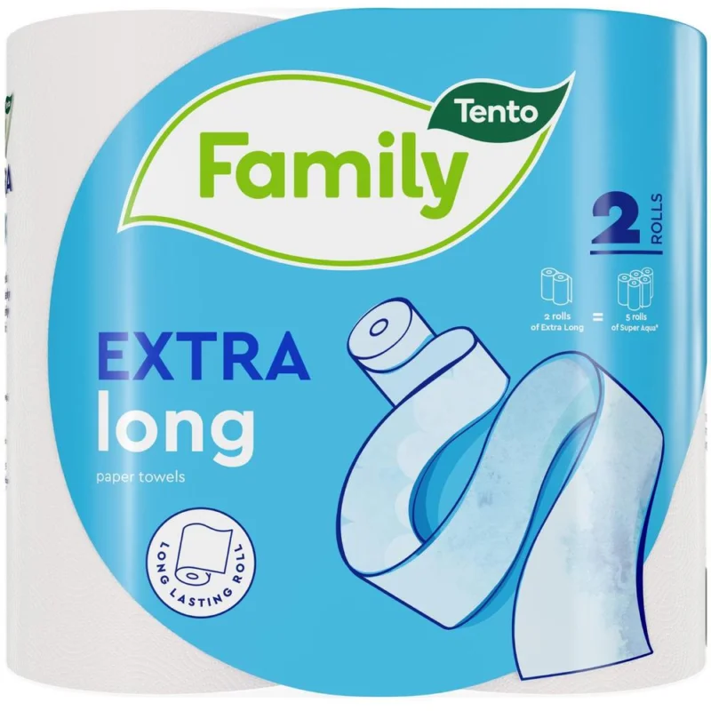 Tento papírová utěrka v roli Extra Long 2-vrstvá, 100% celulóza, 2 x 24 m / 2 ks Jen Po Omezenou Doba
