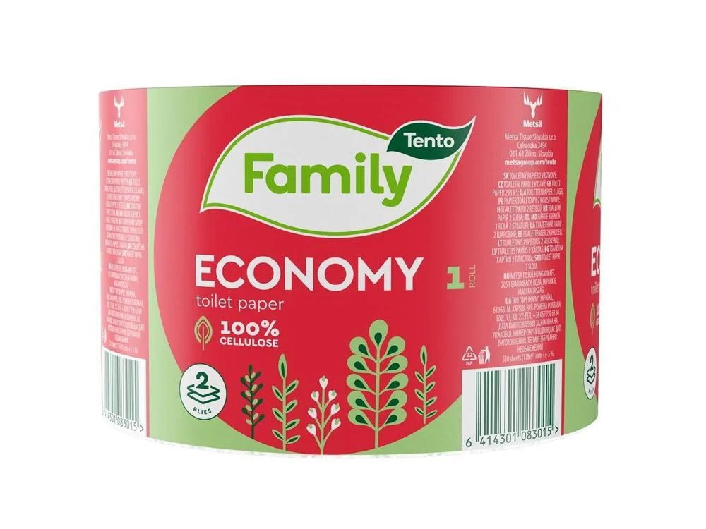Tento papír toaletní Economy 2-vrstvý 100% celulóza, návin 60 m Oblíbený