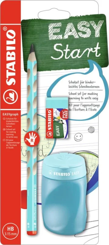 Tužka grafitová STABILO EASYgraph silná pro praváky modrý s gumou a ořezávátkem Speciální Cena