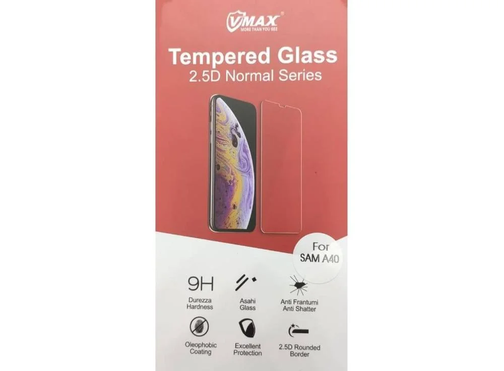 Tvrzené sklo VMAX, 0,33 mm, Samsung Galaxy A40, černý okraj Zlevněný