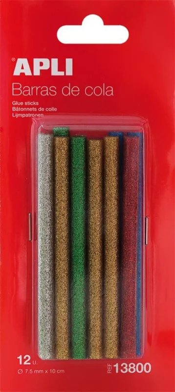 Tovární Cena Tyčinky do tavné pistole APLI malé se třpytkama -100 mm x pr. 7,5 mm /12 ks
