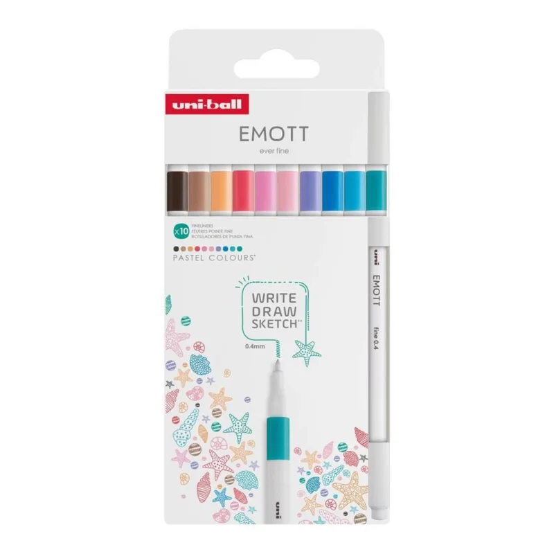 Koupit Online UNI popisovač Emott Liner sada PASTEL 10 ks, mix barev