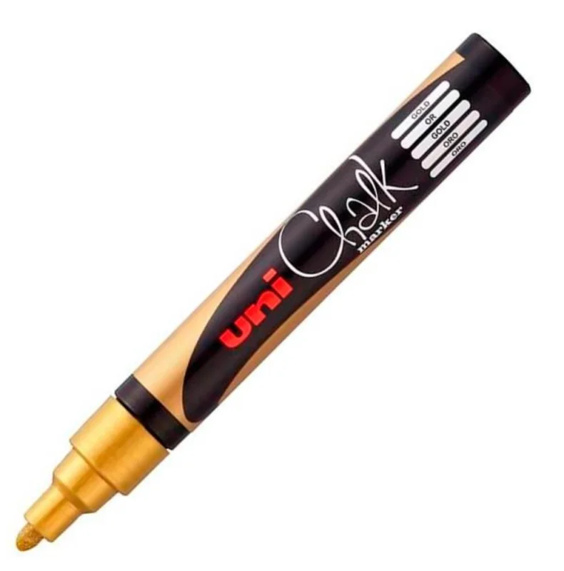Ověřený UNI popisovač křídový PWE-5M 1,8-2,5 mm, zlatý