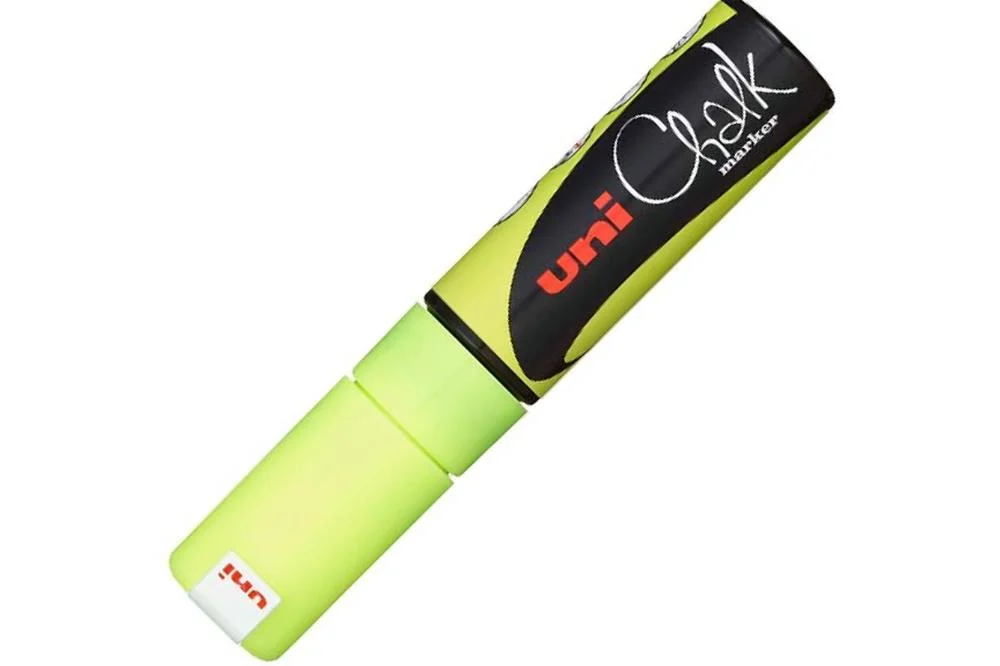 UNI popisovač křídový PWE-8K 8 mm, fluo-žlutý Vrácení Zdarma