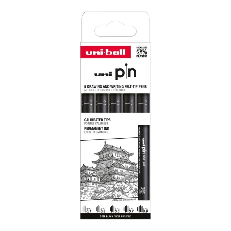 UNI popisovač Pin Liner Classic sada 5 ks, černá Pouze Dnes