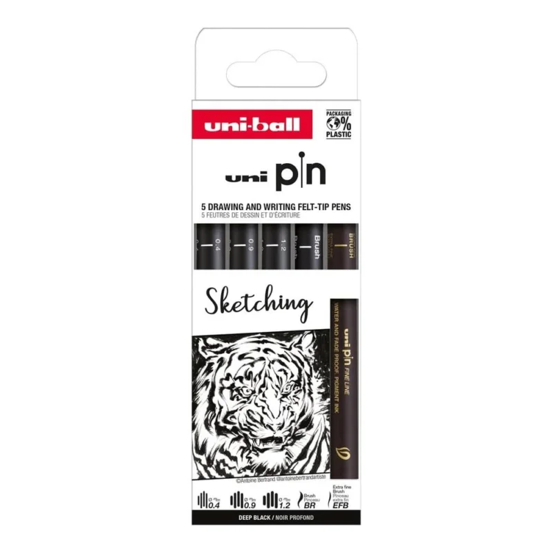UNI popisovač Pin Liner sada Drawing - Sketching 5 ks, mix barev Aktuální