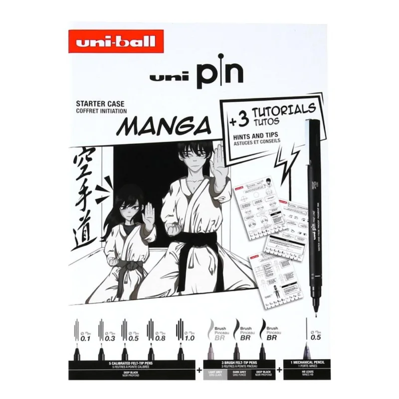 UNI popisovač Pin Liner sada Manga 8 linerů + SHALAKU mikrotužka, mix barev Oblíbený