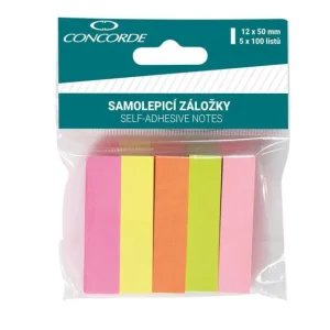 Záložky samolepicí papírové 12 x 50 mm/5 x 100 listů neon Originální