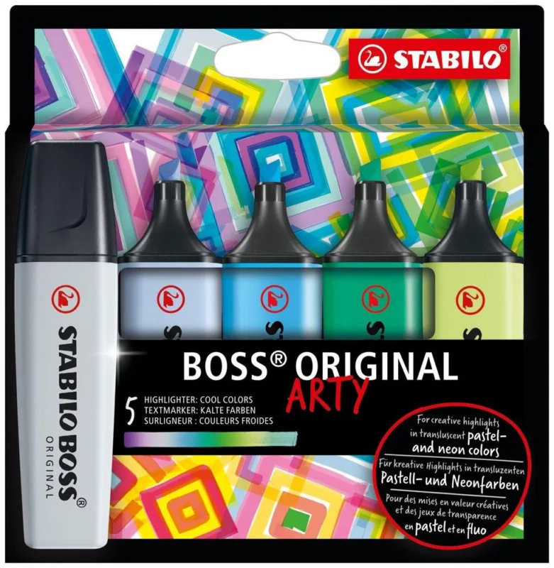 Tovární Cena Zvýrazňovač STABILO BOSS ORIGINAL ARTY studené barvy sada 5 barev