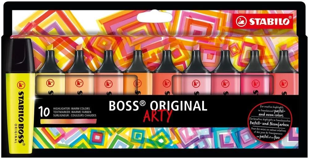 Novinka Zvýrazňovač STABILO BOSS ORIGINAL ARTY teplé barvy sada 10 barev