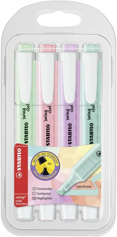 Omezená Nabídka Zvýrazňovač STABILO swing cool Pastel 4 ks pouzdro
