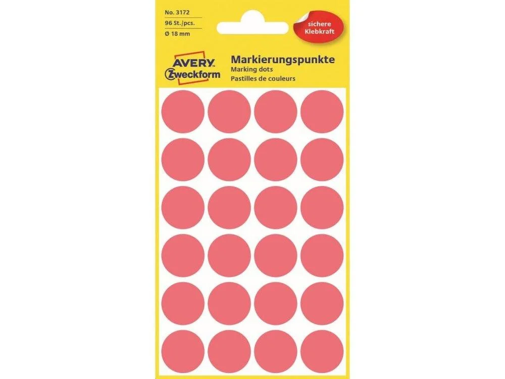 Zweckform etikety průměr 18mm/96ks, neon červené Výprodej
