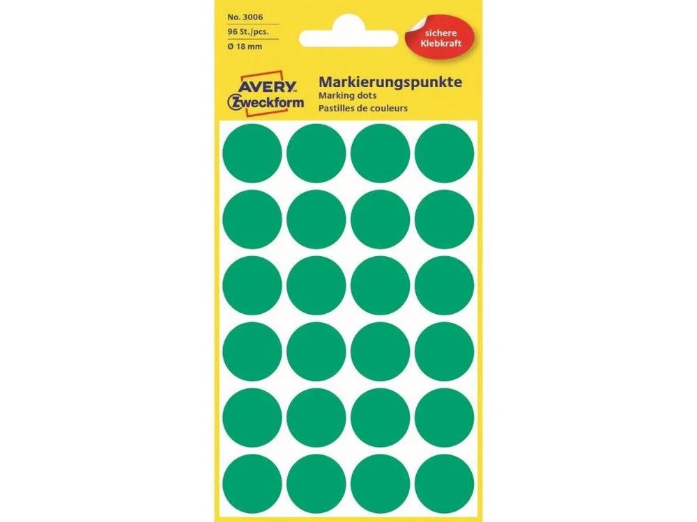 Zweckform etikety průměr 18mm/96ks, zelené Must-Have
