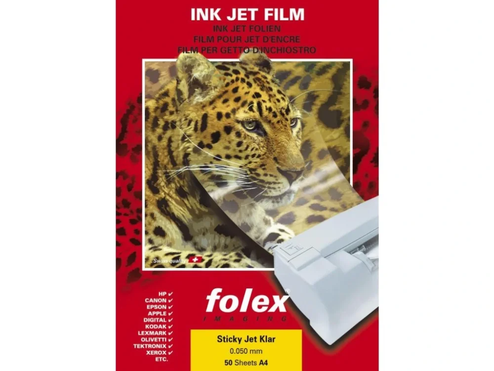 Omezená Nabídka Folex Sticky Jet Clear - čirá samolepka A4