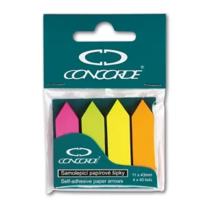 Bezpečná Platba Samolepicí záložky CONCORDE - šipky - neon - 11x43mm, 4x40 listů