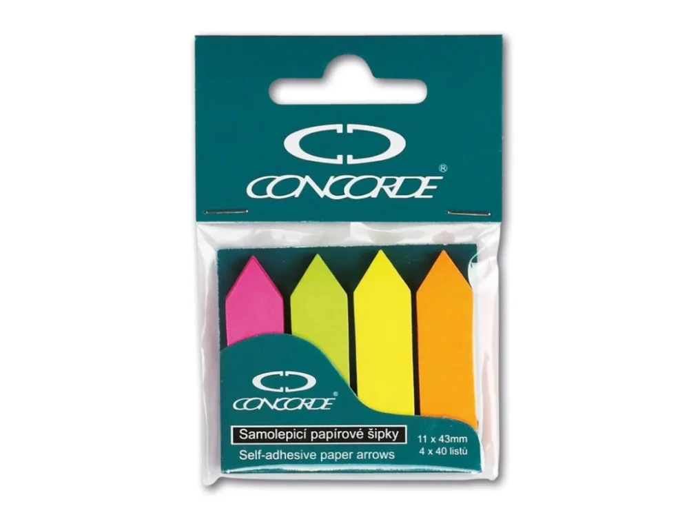 Bezpečná Platba Samolepicí záložky CONCORDE - šipky - neon - 11x43mm, 4x40 listů