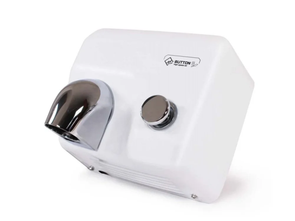 Cenová Bomba Vysoušeč rukou Jet Dryer BUTTON Bílý kov