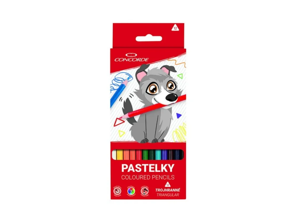 Pastelky CONCORDE trojhranné 12 ks Zlevněný