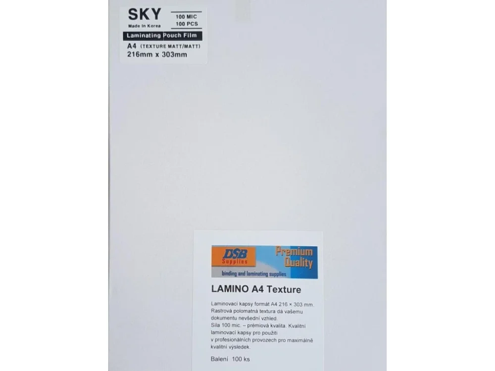 Laminovací fólie A4 100 mic. Matné s texturou 100ks Rychlé Dodání