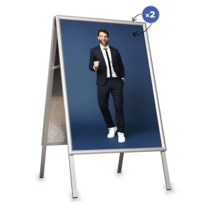 Stříbrný reklamní A stojan s ostrými rohy A1 - profil 25 mm Cenová Bomba