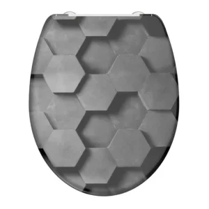 Rychlé Dodání WC sedátko Schütte GREY HEXAGONS| Duroplast, Soft Close