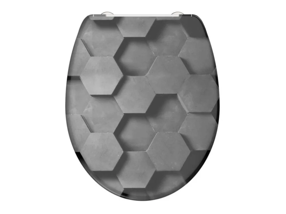 Rychlé Dodání WC sedátko Schütte GREY HEXAGONS| Duroplast, Soft Close
