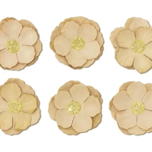 Vrácení Zdarma Papírové květiny samolepicí Clematis béžová, 6ks