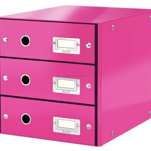 Zásuvkový box LEITZ WOW Click&Store, 3 zásuvky, růžový Cenová Bomba
