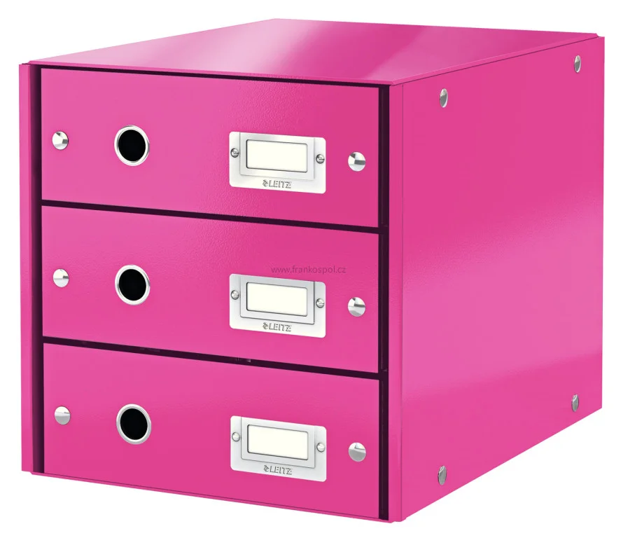 Zásuvkový box LEITZ WOW Click&Store, 3 zásuvky, růžový Cenová Bomba