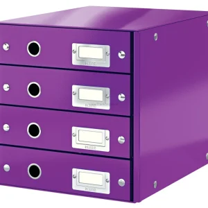 Zásuvkový box LEITZ WOW Click&Store, 4 zásuvky, purpurový Ověřený