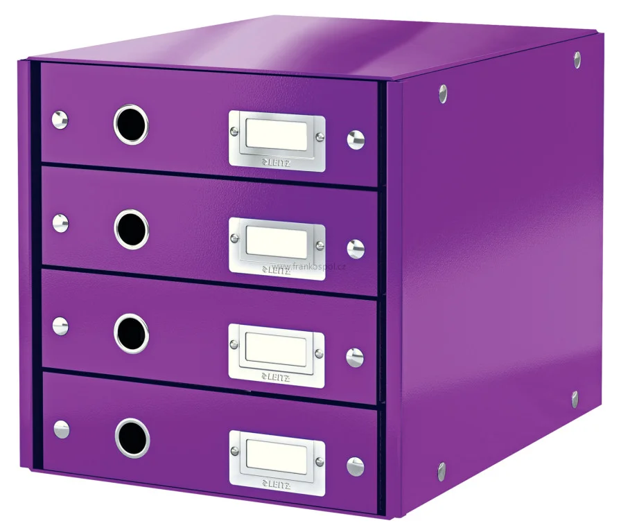 Zásuvkový box LEITZ WOW Click&Store, 4 zásuvky, purpurový Ověřený