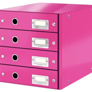 Zásuvkový box LEITZ WOW Click&Store, 4 zásuvky, růžový Autentický