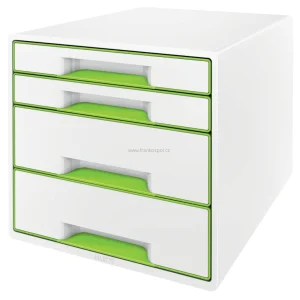 Zásuvkový box LEITZ WOW Cube, 4 zásuvky, bílý/zelený Cenově Výhodný