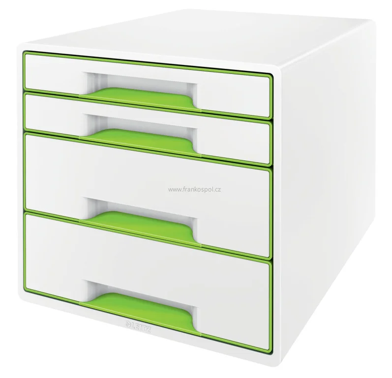 Zásuvkový box LEITZ WOW Cube, 4 zásuvky, bílý/zelený Cenově Výhodný
